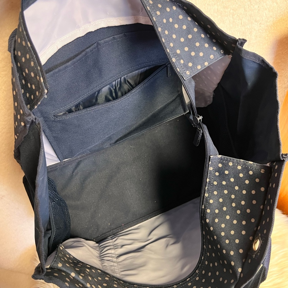Thirty-One Navy and White Polka Dot Tote - Picture 5 of 7